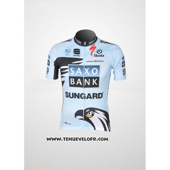 2011 Maillot Ciclismo Saxo Bank Bleu Clair Manches Courtes et Cuissard